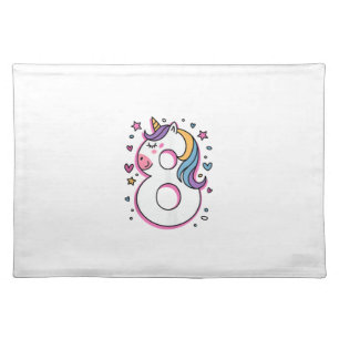Celebrate Happy 8 Years Old Birthday Party For Gir Cloth Placemat