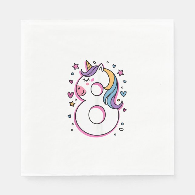 Celebrate Happy 8 Years Old Birthday Party For Gir Napkins (Front)