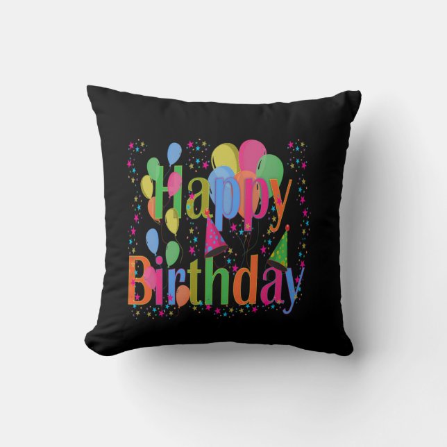 Celebrate Happy Birthday Throw Pillow (Front)