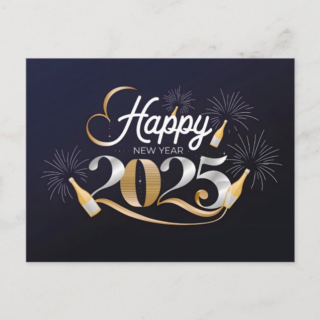 Celebrate Happy New Year 2025 party design Holiday Postcard (Front)