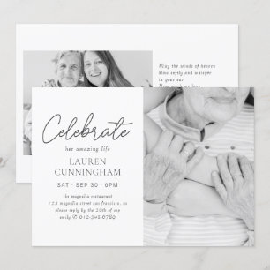 Celebrate Her Amazing Life Simple Modern Photo Invitation