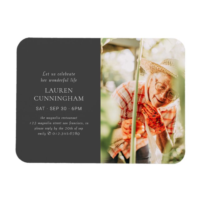 Celebrate Her Life Modern Simple Minimalist Photo Magnet (Horizontal)