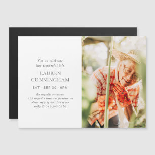 Celebrate Her Life Modern Simple Minimalist Photo Magnetic Invitation