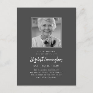 Celebrate Her Wonderful Life Modern Memorial Photo Invitation Postcard