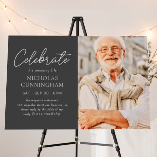 Celebrate His Amazing Life Simple Modern Photo Foam Board