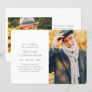Celebrate His Life Modern Simple Minimalist Photo Invitation