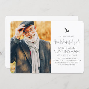 Celebrate His Wonderful Life Memorial Modern Photo Invitation