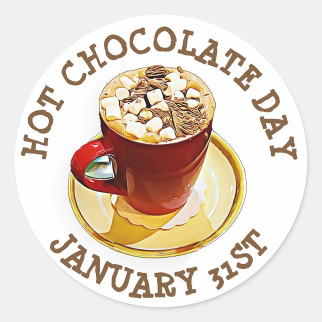 Celebrate Hot Chocolate Day, January 31st stickers (Front)