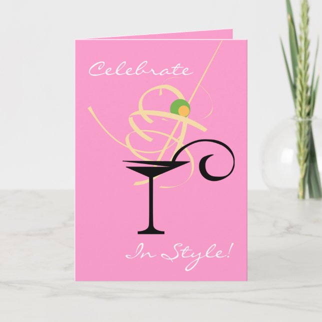 Celebrate In Style Martini Birthday Card (Front)