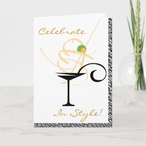 Celebrate In Style Martini Swirl Happy Birthday Card