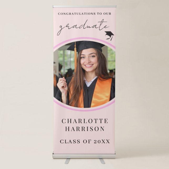 Celebrate in Style with a Modern Graduation Photo Retractable Banner (Front)