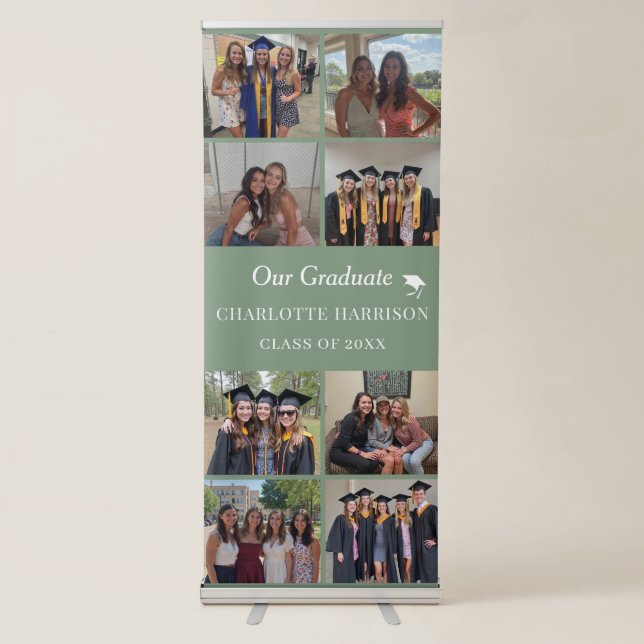 Celebrate in Style with Graduation 8-Photo Collage Retractable Banner (Front)
