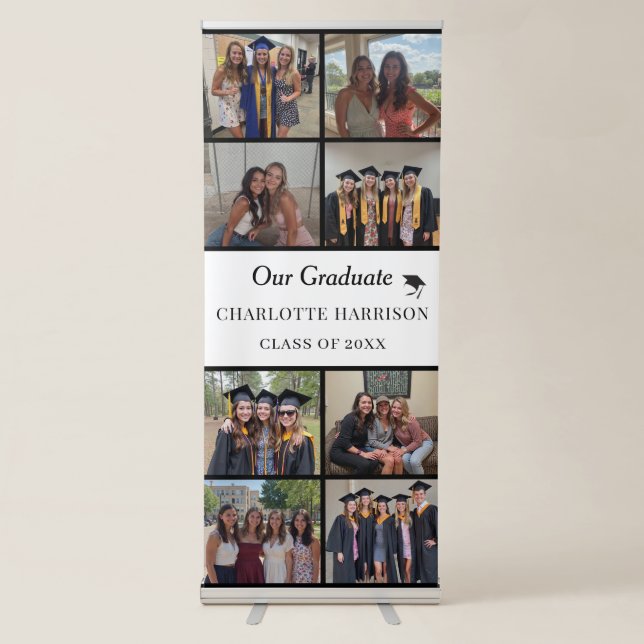 Celebrate in Style with Graduation 8-Photo Collage Retractable Banner (Front)