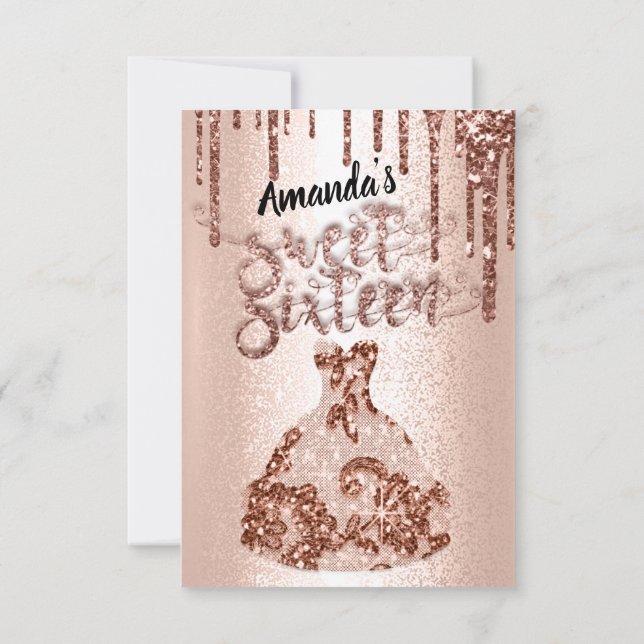 Celebrate in Style with Sweet Sixteen Rose Floral  Invitation (Back)