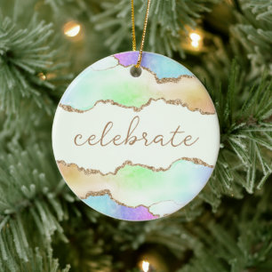 Celebrate Inspirational Agate Christmas Ornament
