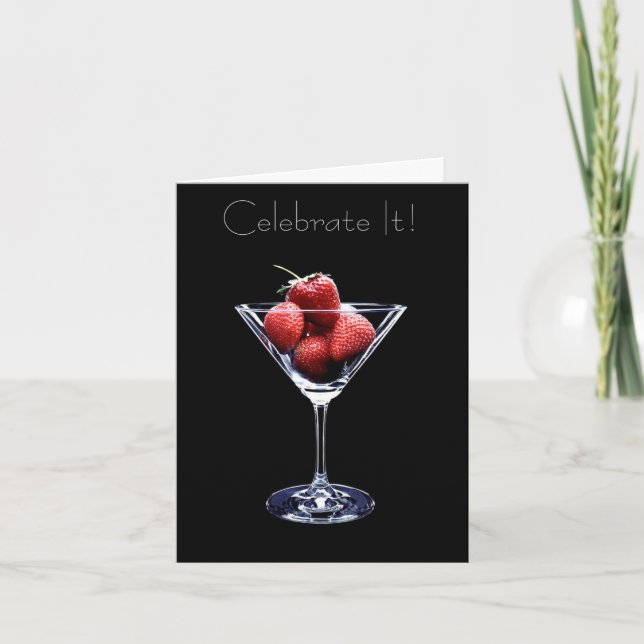 Celebrate It with Strawberries Birthday Card (Front)