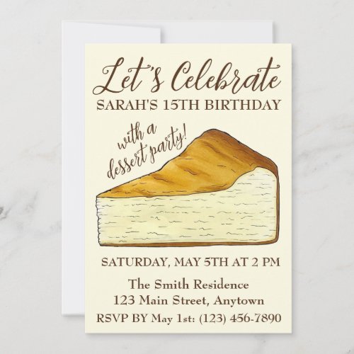 Celebrate Italian Cheesecake Slice Dessert Party Invitation