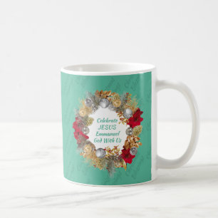 CELEBRATE JESUS Mint Green Christmas Monogram Coffee Mug