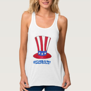 Celebrate July 4th Fourth Uncle Sam Patriotic USA Tank Top
