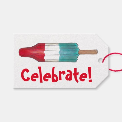 Celebrate July 4th Patriotic Rocket Pop Popsicle Gift Tags