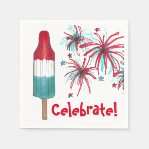 Celebrate! July 4th Patriotic Rocket Pop Popsicle Napkins