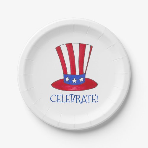 Celebrate July 4th Patriotic Uncle Sam USA America Paper Plates