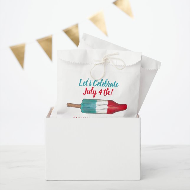 Celebrate July 4th Red White Blue Rocket Pop Favor Bag (Party)