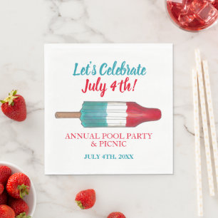 Celebrate July 4th Red White Blue Rocket Pop Napkins