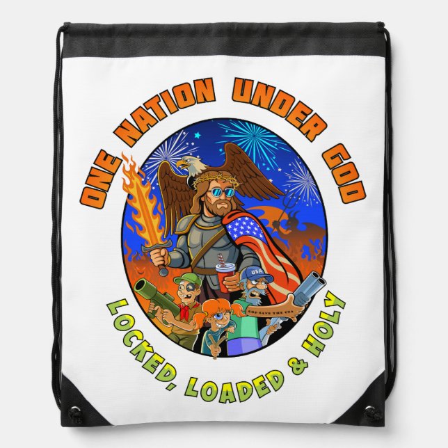 Celebrate July 4th with Jesus Drawstring Bag (Front)