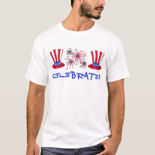 Celebrate July Fourth 4th Fireworks Uncle Sam USA T-Shirt