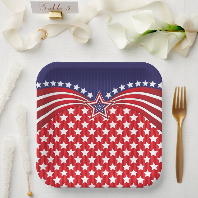Celebrate July Fourth  Paper Plates (Wedding)