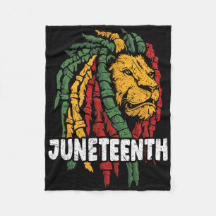 Celebrate Juneteenth Lion African American Freedom Fleece Blanket