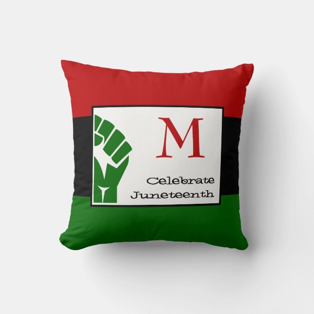 CELEBRATE JUNETEENTH Monogram  Throw Pillow (Front)