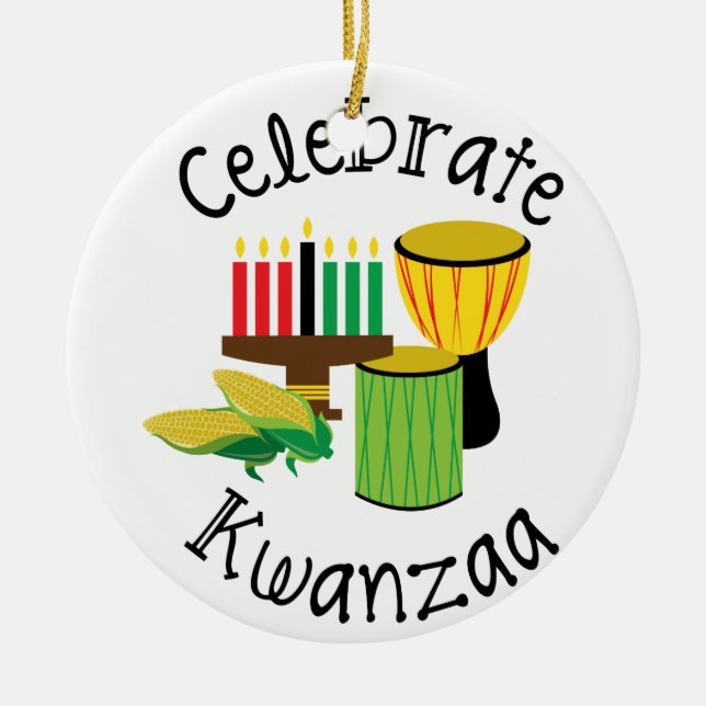 Celebrate Kwanzaa Ceramic Ornament (Front)