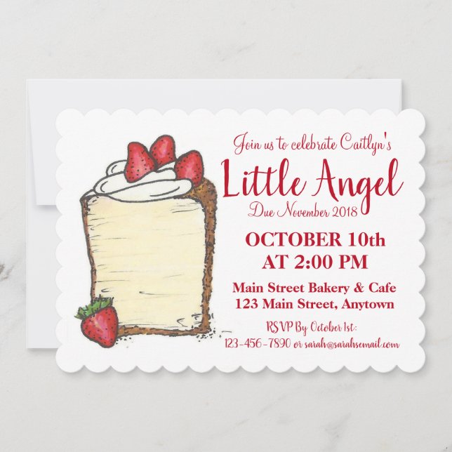 Celebrate Little Angel Food Cake New Baby Shower Invitation (Front)