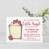 Celebrate Little Angel Food Cake New Baby Shower Invitation (Standing Front)