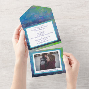 Celebrate love Abstract impressionist watercolor  All In One Invitation