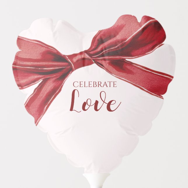 Celebrate Love Elegant Bow Valentines Day Party  Balloon (Front)