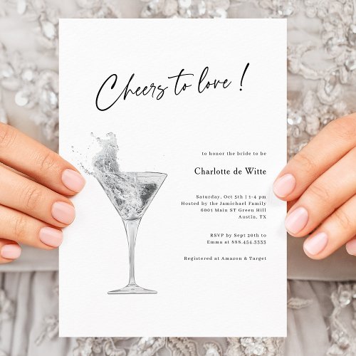 Celebrate Love Elegant White Bridal Shower Invite