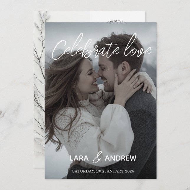 Celebrate Love Personalized Simple Modern wedding Invitation (Front/Back)