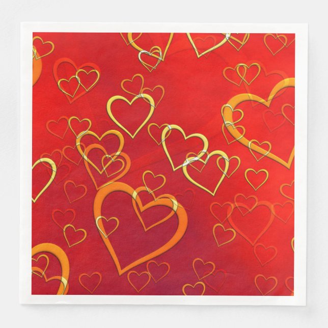 Celebrate Love Red Hearts  Paper Dinner Napkins (Front)