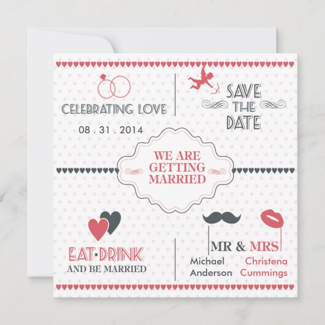 Celebrate Love Save The Date Announcement (Dots) (Front)