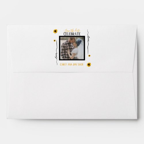 Celebrate love simple elegant golden sunflower envelope