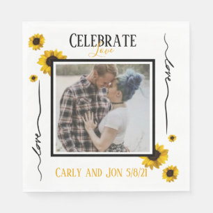 Celebrate love sunflowers and your photo napkins