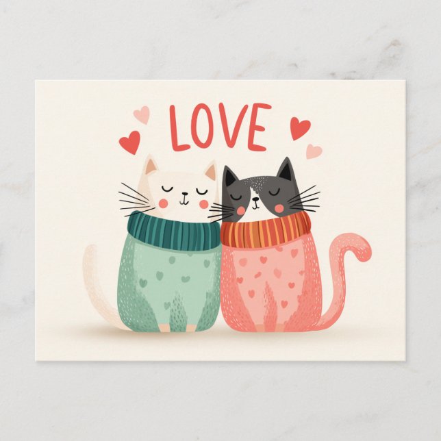 Celebrate love with two cute kitten  postcard (Front)