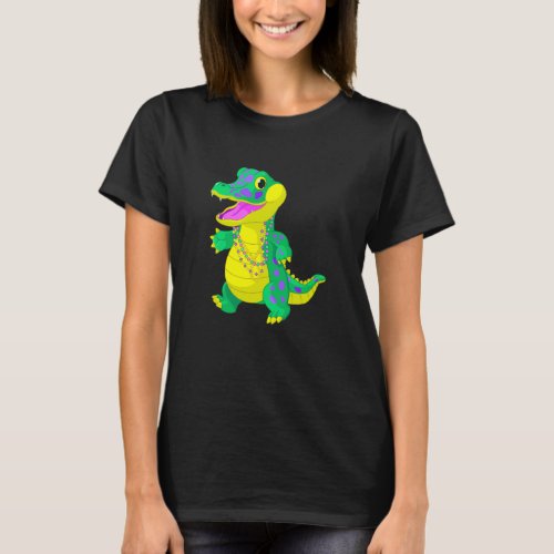 Celebrate Madri Gras Alligator Beads Festival Men  T_Shirt