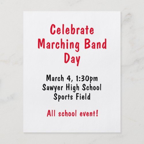 Celebrate Marching Band Day Flyer