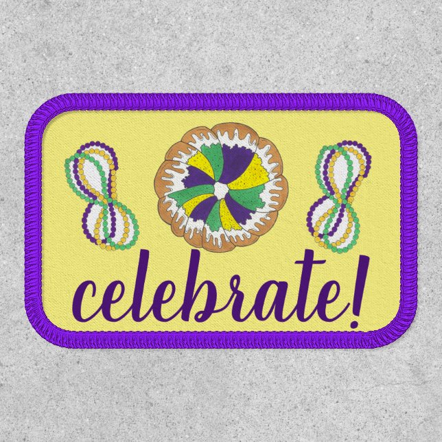 Celebrate Mardi Gras Carnival Party King Cake Patch (Front)