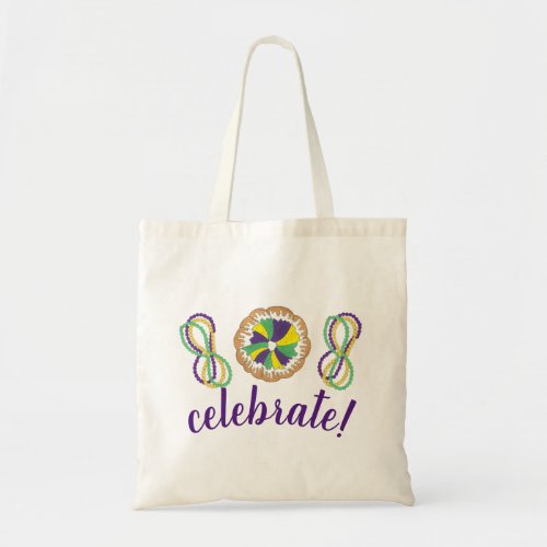 Celebrate Mardi Gras Carnival Party King Cake Tote Bag