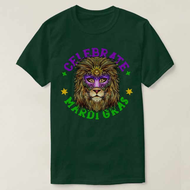 Celebrate Mardi Gras Lion Masquerade Carnival  T-Shirt (Design Front)